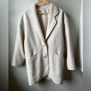 BOGNER Boiled Wool Coat Oversized Baggy Collared Jacket Relaxed Fit Cream‎ XL